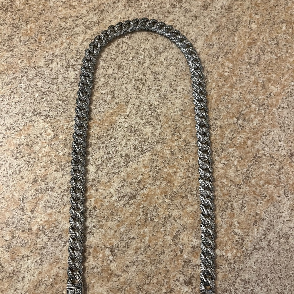 Men's Silver Chain Necklace Cuban Link 18 inch 10mm